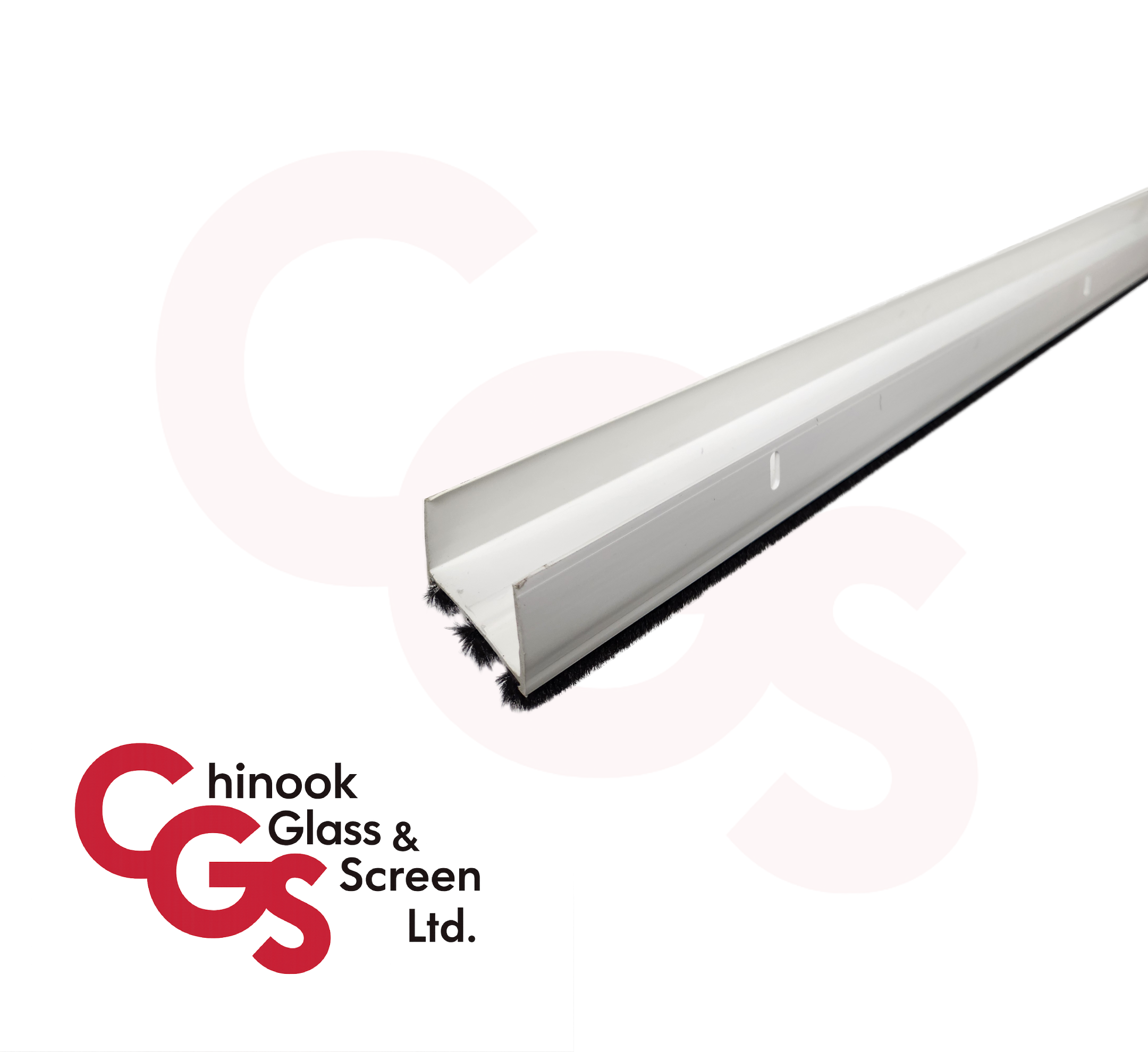 48" Door Shoe with Pile (Mohair) Fins (White) - Image 2