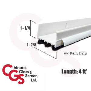 48" Door Shoe with Pile (Mohair) Fin & Rain Drip (White)