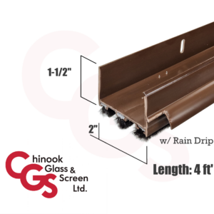 48" Door Shoe with Pile (Mohair) Fins & Rain Drip (Brown)