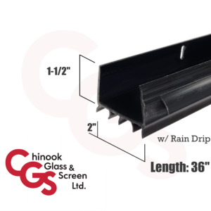 36" Door Shoe with Vinyl Fins & Rain Drip (Black)