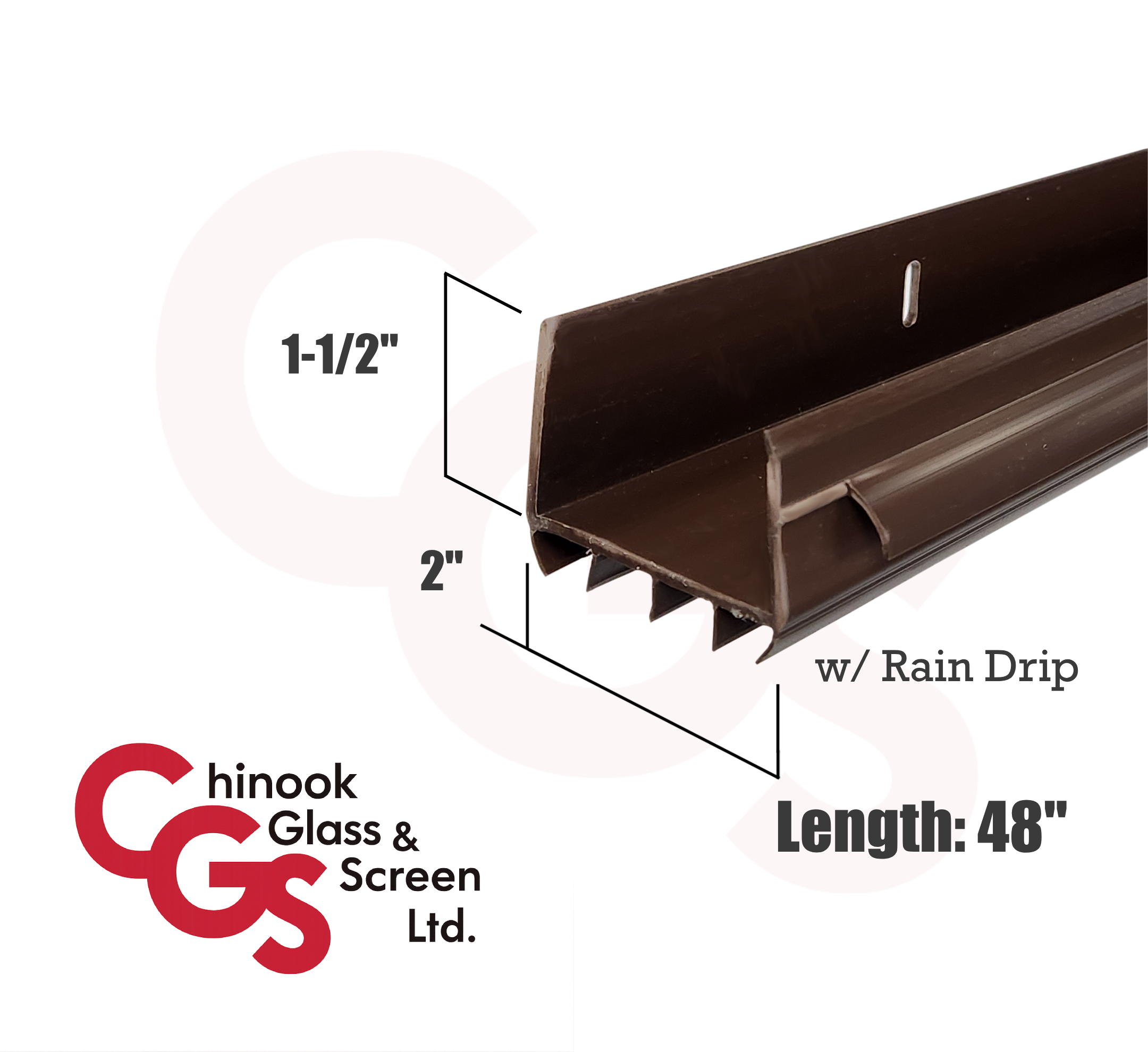 48" Door Shoe with Vinyl Fins & Rain Drip (Brown)