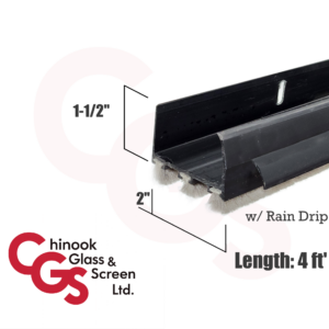 48" Door Shoe with Pile (Mohair) Fins & Rain Drip (Black)