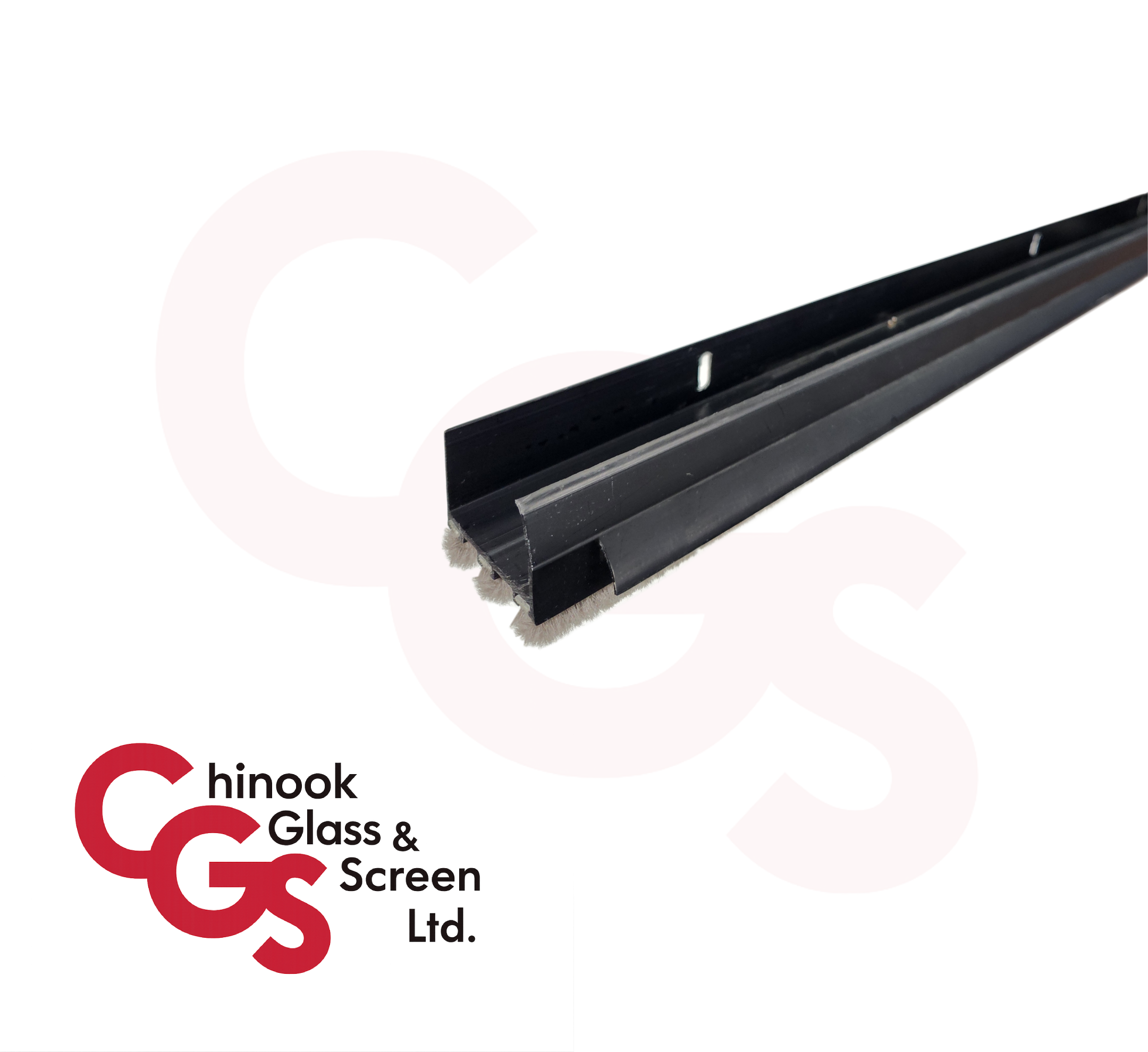 36" Door Shoe with Pile (Mohair) Fins & Rain Drip (Black) - Image 2