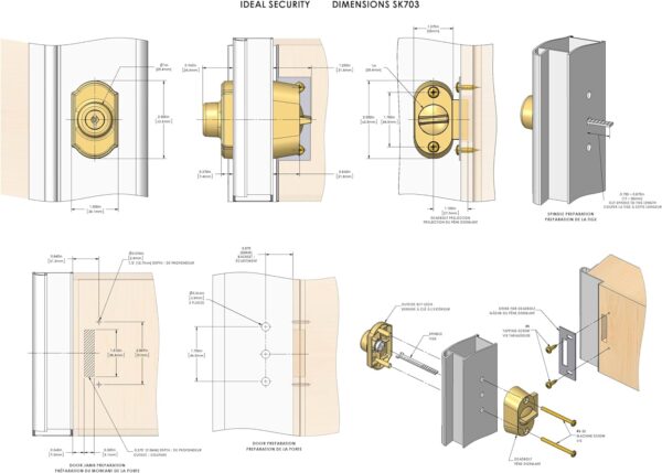 Keyed deadbolt (brass finish) - Image 2